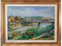 Stanka Vasileva the covered bridge in Lovech 1974 oil paints