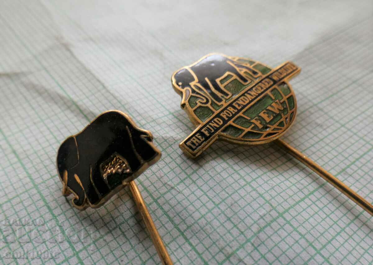 Badges 2 pieces FEW Endangered Wildlife Fund - 5 Badges 2 pieces FEW Endangered Wildlife Fund - 5