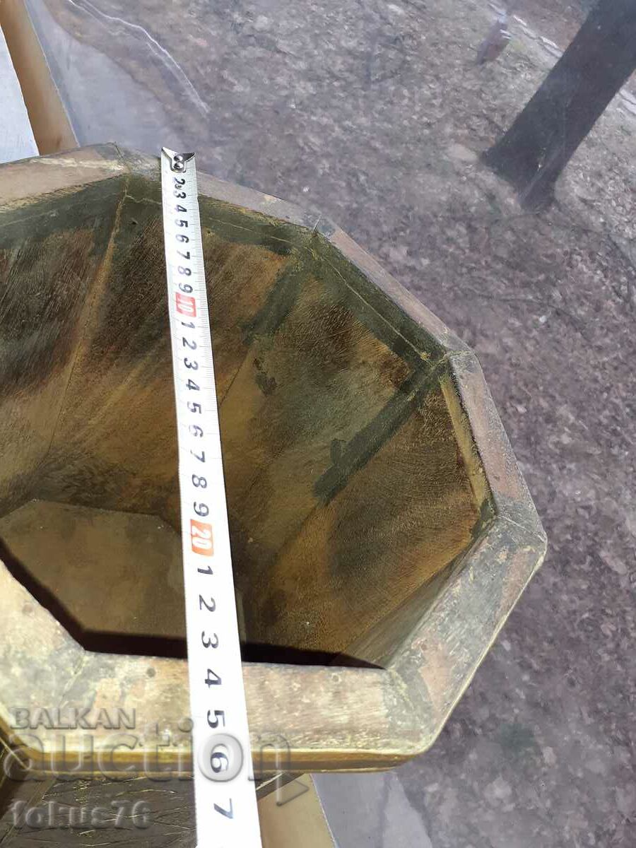 Beautiful old wood and bronze umbrella stand - 7 Beautiful old wood and bronze umbrella stand - 7