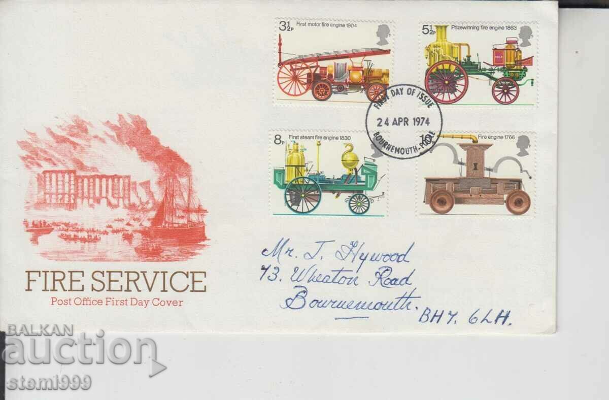 First Day Mailing Envelope Old Fire Trucks