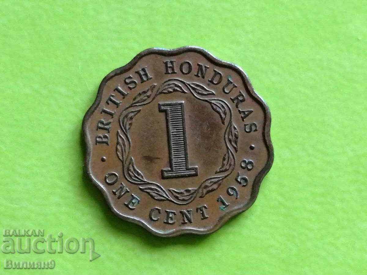 1 cent 1958 Honduras britanic Rare