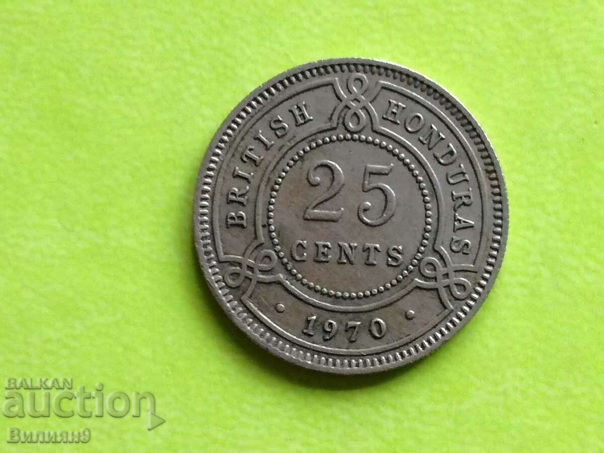25 cents 1970 British Honduras Rare