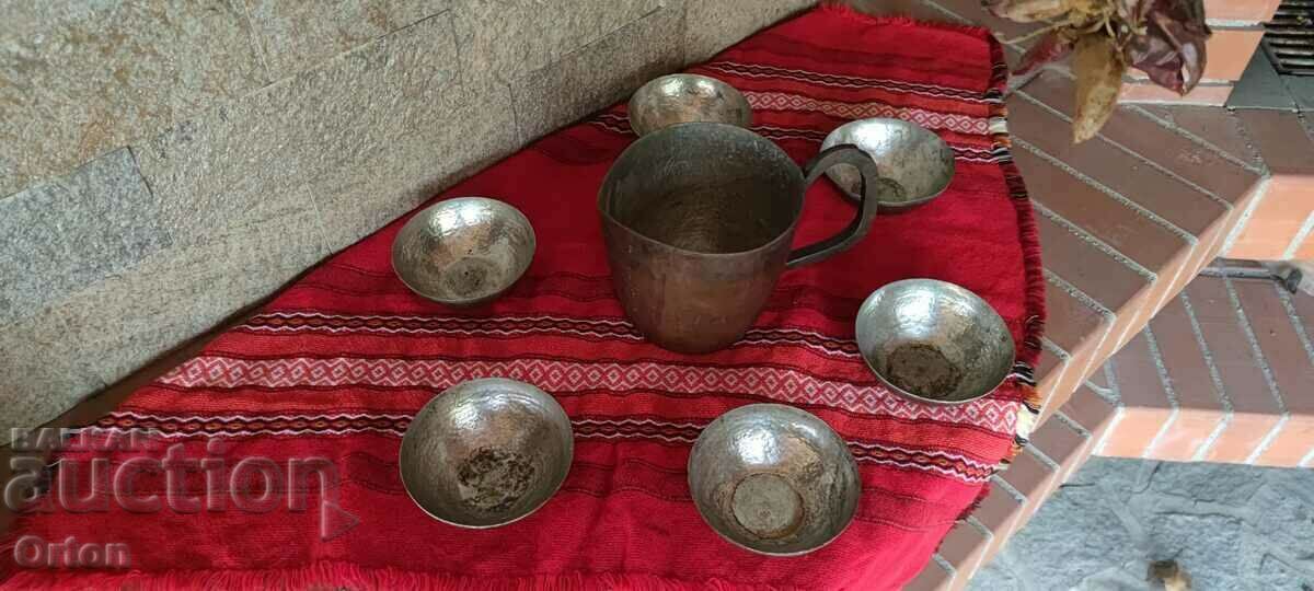 Auction Old Forged Copper Wine Service Auction Old Forged Copper Wine Service