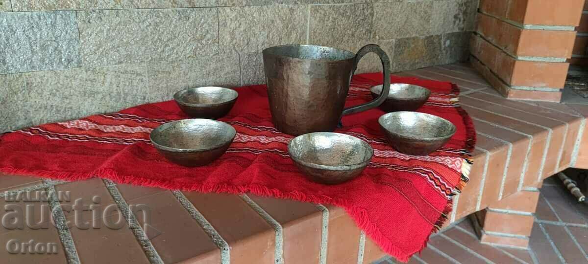 Old Forged Copper Wine Service - 6 Old Forged Copper Wine Service - 6