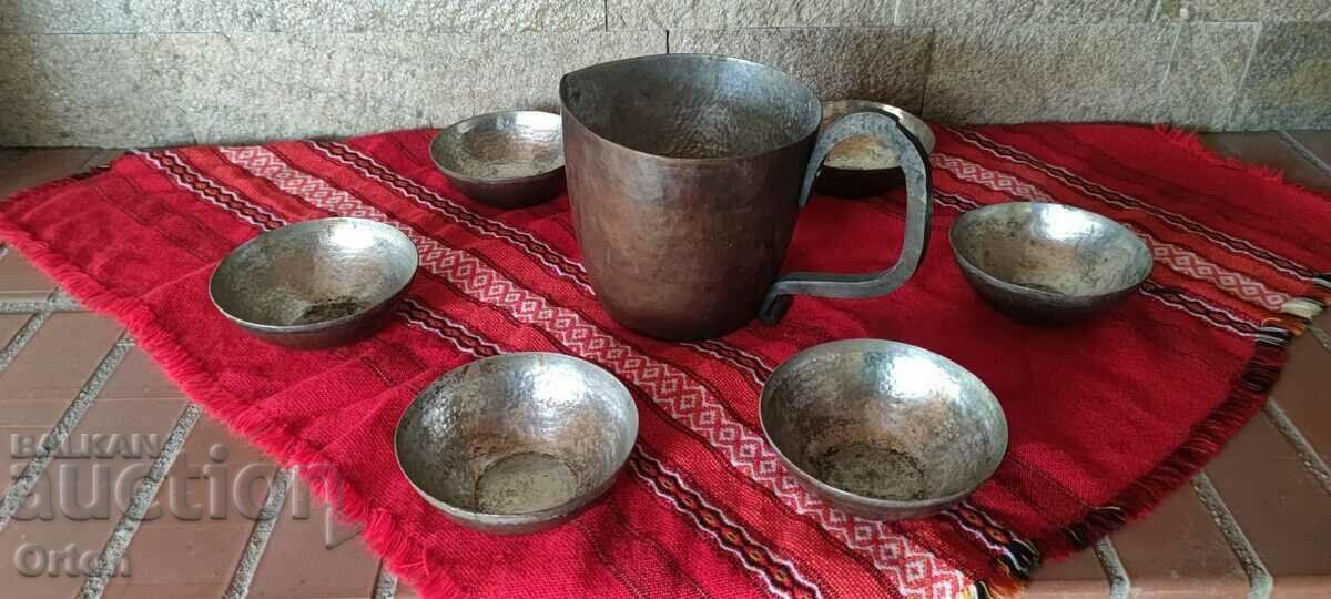 Old Forged Copper Wine Service - 7 Old Forged Copper Wine Service - 7