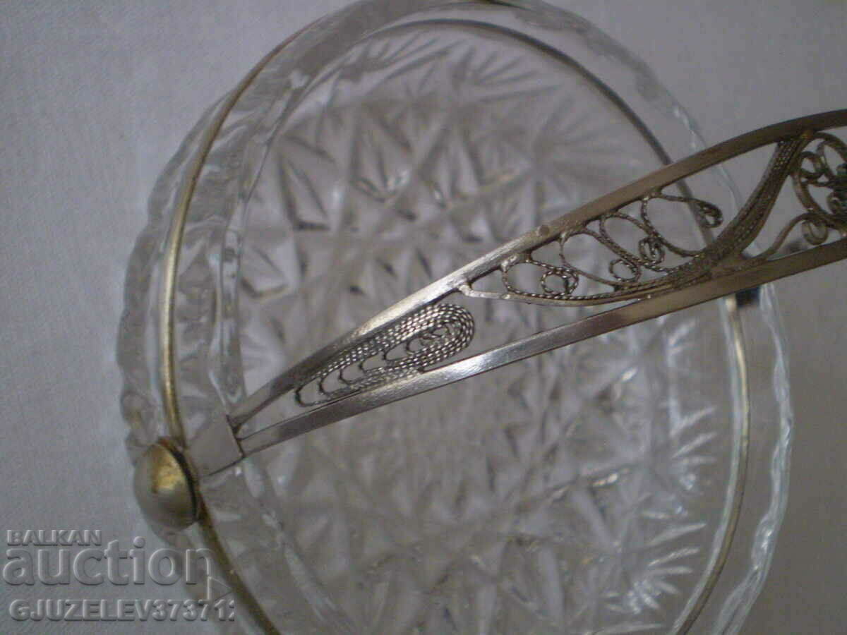 Bonbonniere basket crystal handle filigree - 7 Bonbonniere basket crystal handle filigree - 7