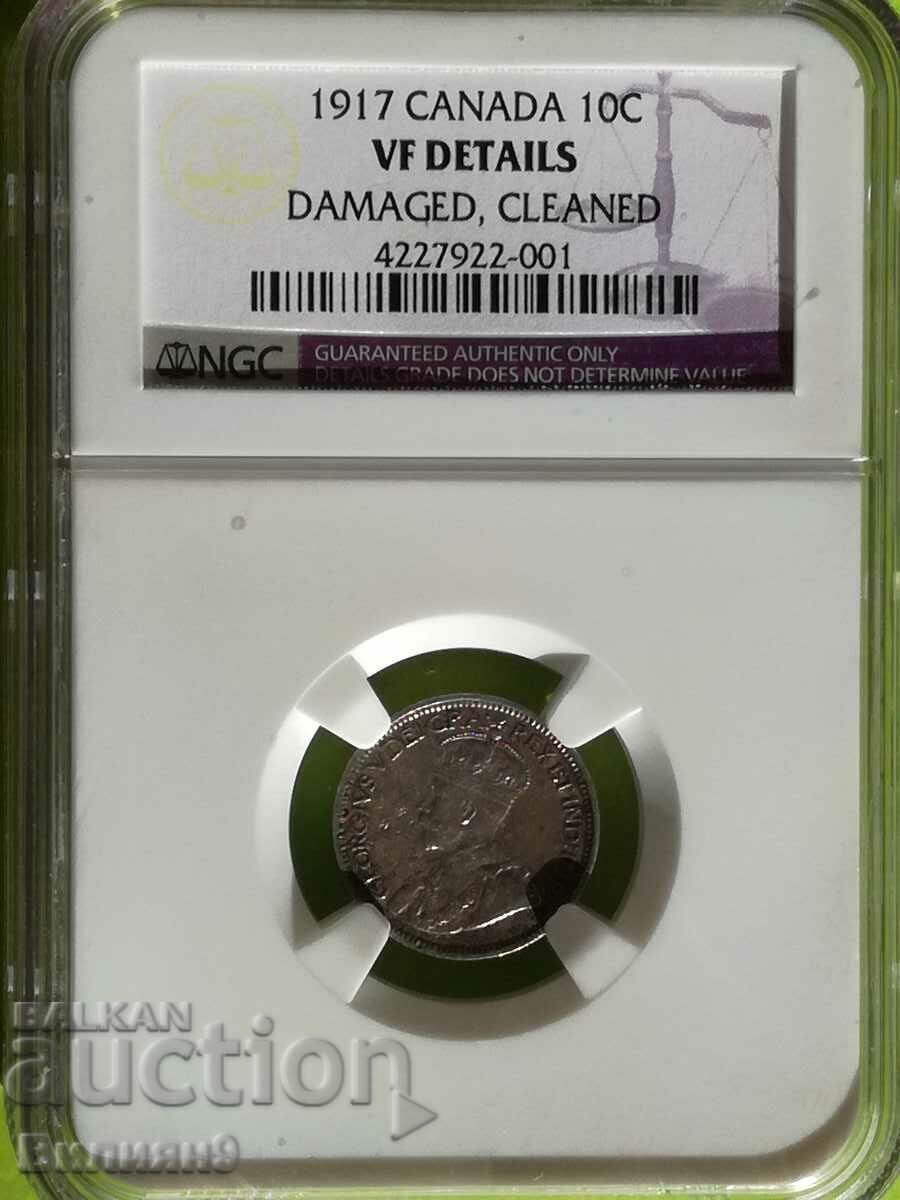 10 cents 1917 Canada Certified NGC VF