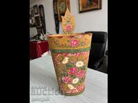 Painted wooden container / umbrella stand. #3516