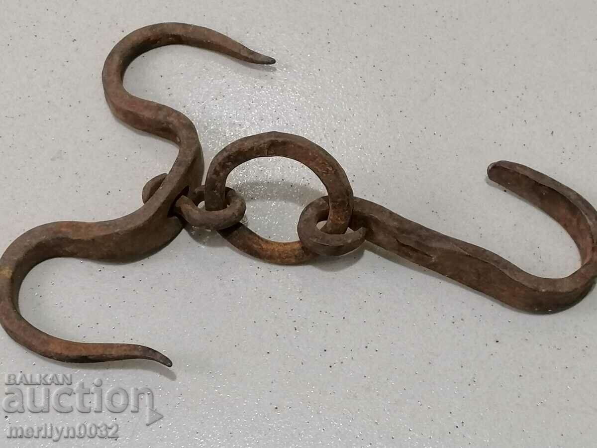 An old forged scraping hook, double twin - 5 An old forged scraping hook, double twin - 5