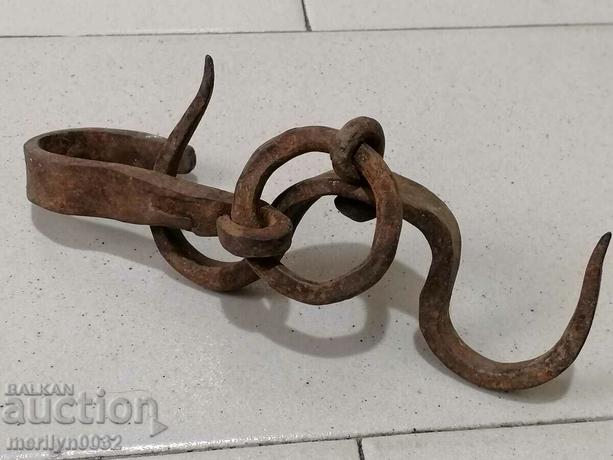 An old forged scraping hook, double twin - 6 An old forged scraping hook, double twin - 6