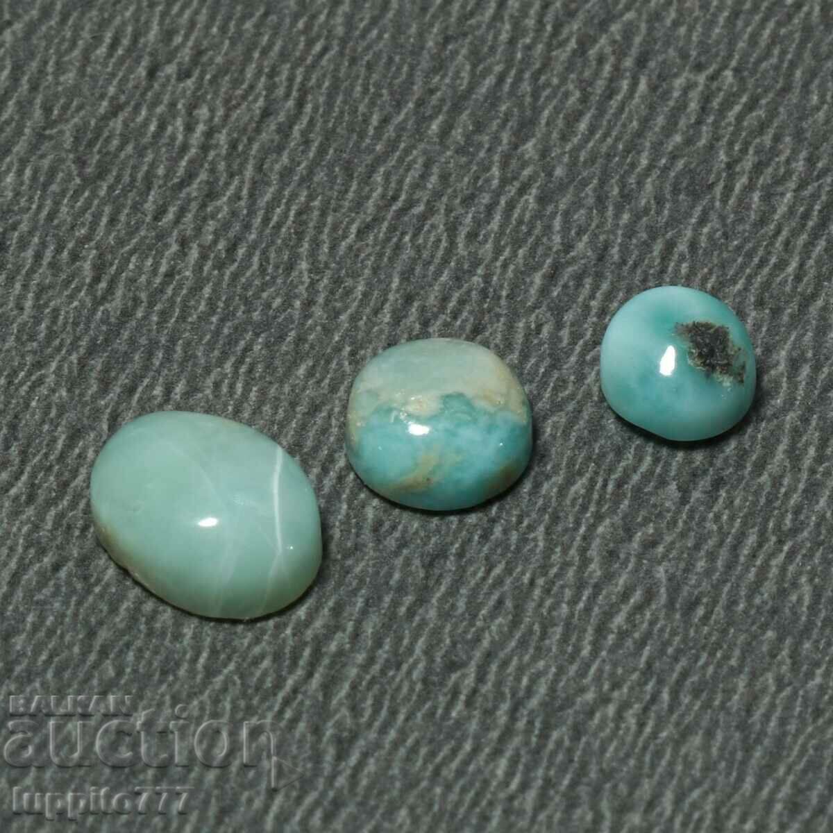 5,95 carate larimar 3 piese cabochon oval