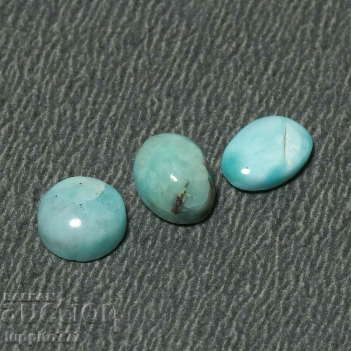 6,25 carate larimar 3 piese cabochon oval
