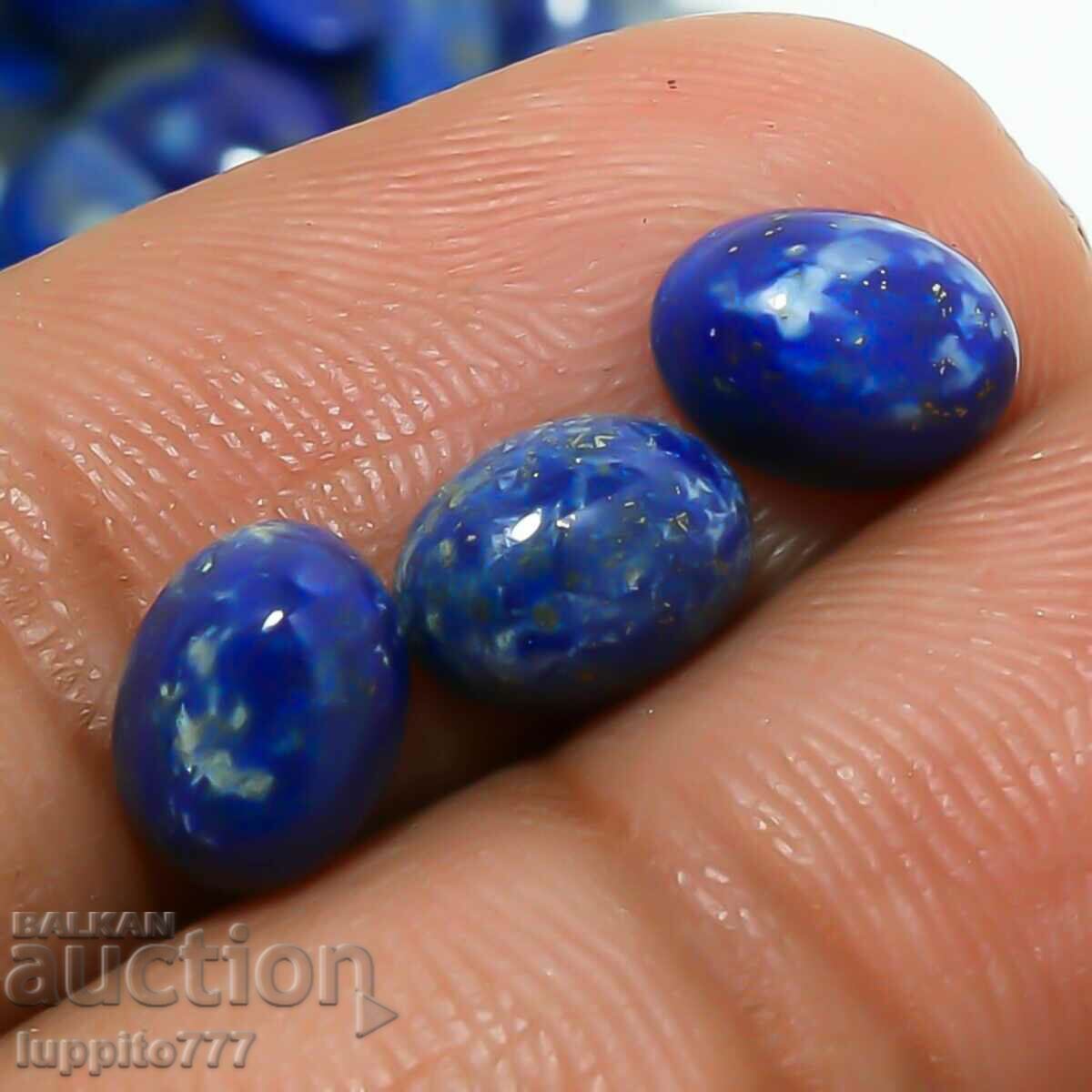 7.20 carat lapis lazuli 3 piece oval cabochon set