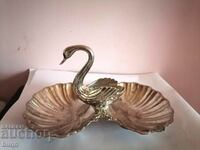 Beautiful Silver Plated Swan Dish For Nuts Etc.