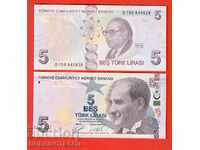 TURCIA TURCIA Numărul de 5 lire 2009 - 2020 SERIA D NOU UNC