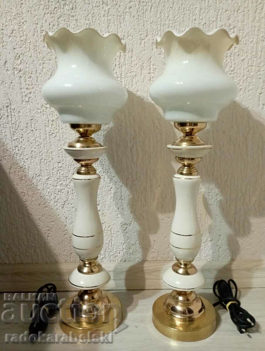 Set of two antique porcelain lamps - lamp