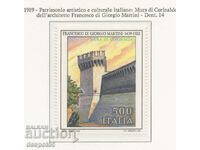 1989 Italia. Zidurile cetății din Corinaldo+plic „Ziua întâi”