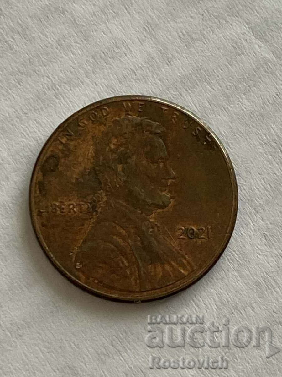 САЩ 1 цент 2021 г. Lincoln cent.