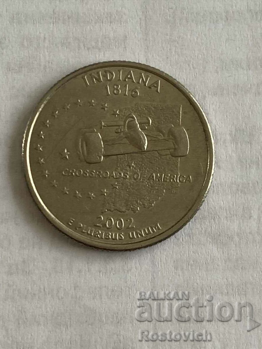 1/4 dolar american 2002(P), Indiana.