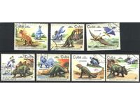 Клеймовани  марки Фауна  Динозаври  1985  от Куба