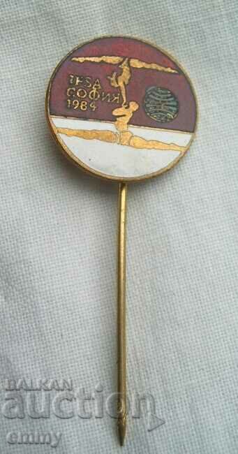 Sports gymnastics badge Sofia 1984, IFSA International Games with price 8.00 BGN | € 4.09 Sports gymnastics badge Sofia 1984, IFSA International Games with price 8.00 BGN | € 4.09