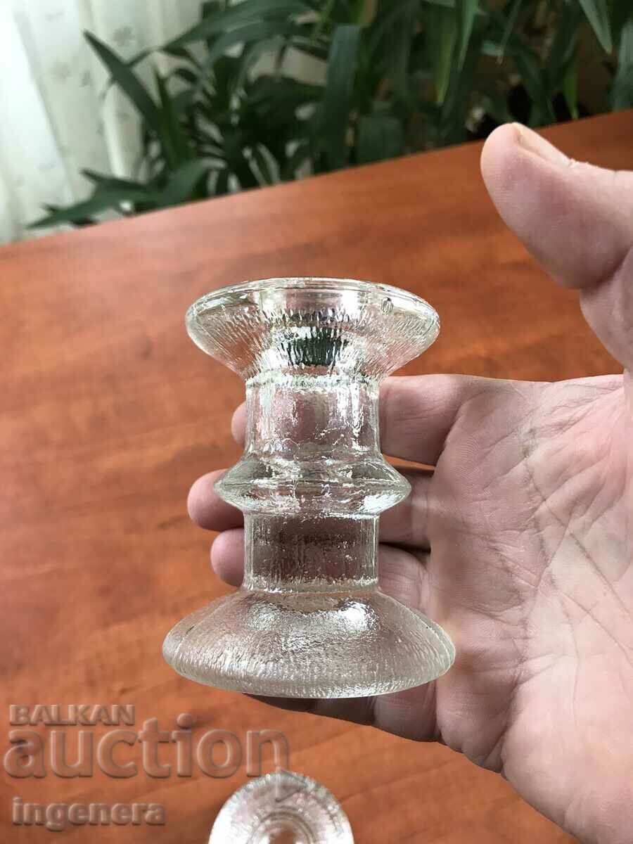 CANDLESTICK GLASS THICK-WALLED RELIEF-2 BR with price 10.00 BGN | € 5.11 CANDLESTICK GLASS THICK-WALLED RELIEF-2 BR with price 10.00 BGN | € 5.11