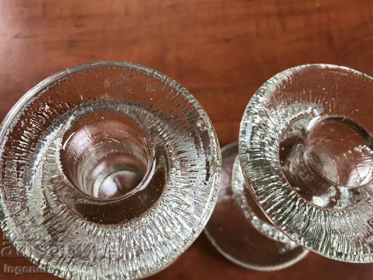 Auction CANDLESTICK GLASS THICK-WALLED RELIEF-2 BR Auction CANDLESTICK GLASS THICK-WALLED RELIEF-2 BR
