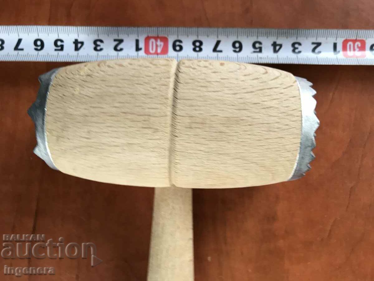 Auction WOODEN HAMMER FOR KNOCKING STEAKS WITH METAL INSERTS Auction WOODEN HAMMER FOR KNOCKING STEAKS WITH METAL INSERTS