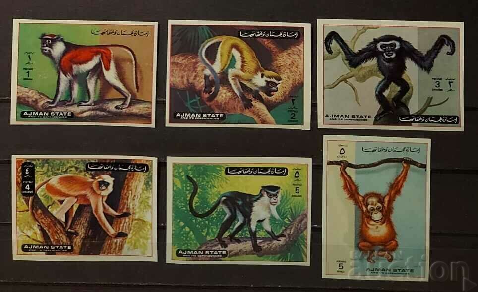 Ajman 1973 Fauna/Monkeys Unperforated MNH Series