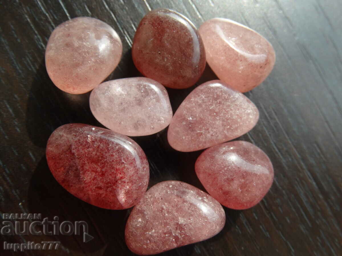 161.95 ct natural rose quartz strawberry lot 8 pcs. with price 49.99 BGN | € 25.56 161.95 ct natural rose quartz strawberry lot 8 pcs. with price 49.99 BGN | € 25.56