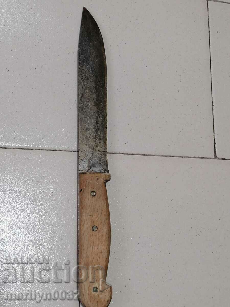 Old kitchen butcher knife Rosewood dagger blade - 6