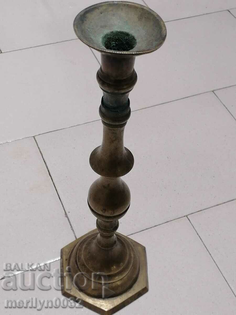 Sfeșnic din bronz perioadă otomană lumânare lampă - 6
