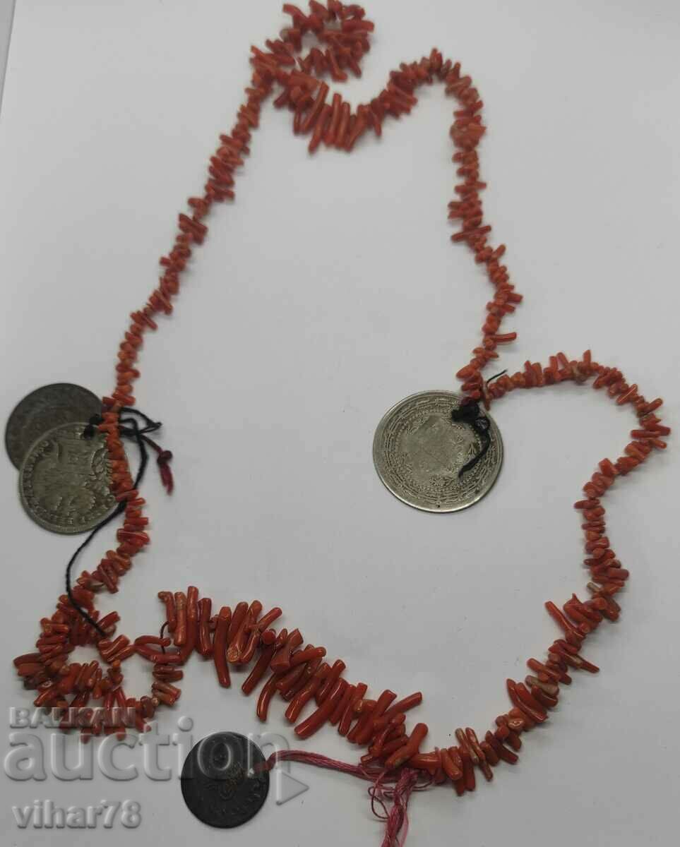Auction Necklace with coral and coins Auction Necklace with coral and coins