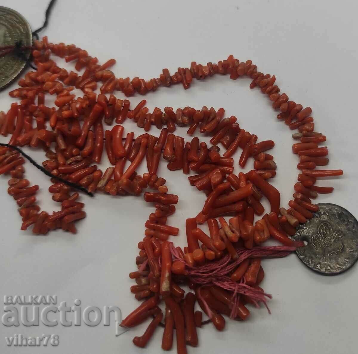 Necklace with coral and coins - 5 Necklace with coral and coins - 5