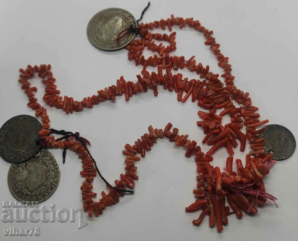 Necklace with coral and coins - 6 Necklace with coral and coins - 6
