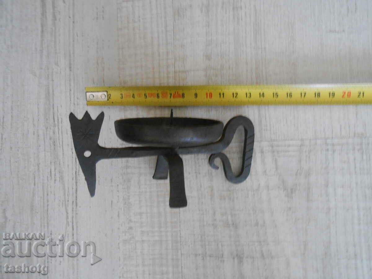 Auction  BEAUTIFUL WROUGHT IRON CANDLESTICK !!! ROOSTER!