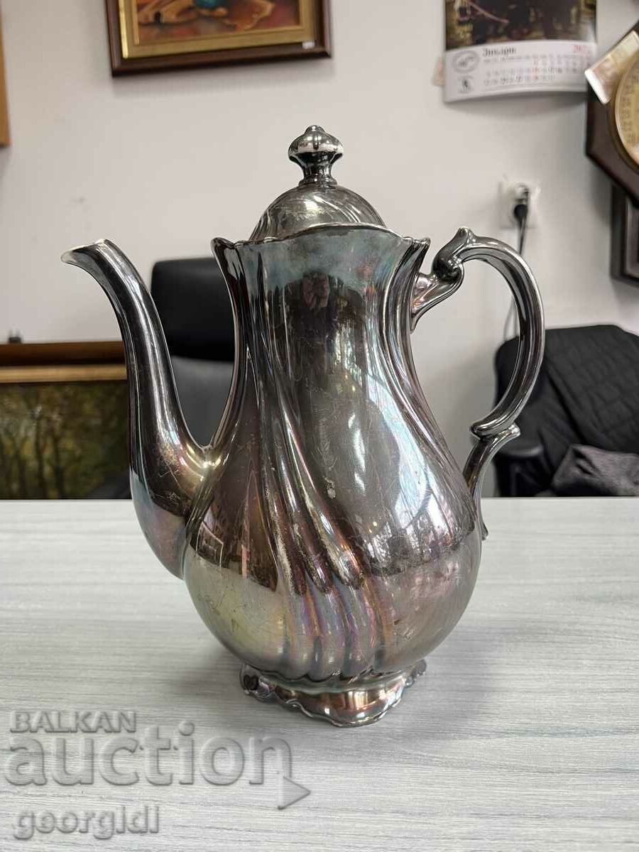 German porcelain jug with silver plating. #3537