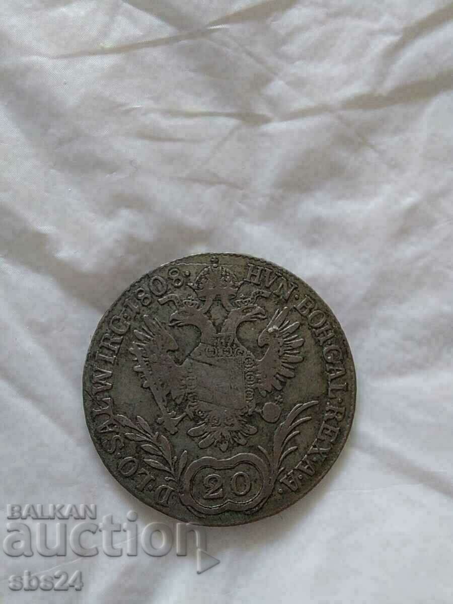 20 Kreuzera 1808 B with price 70.00 BGN | € 35.79