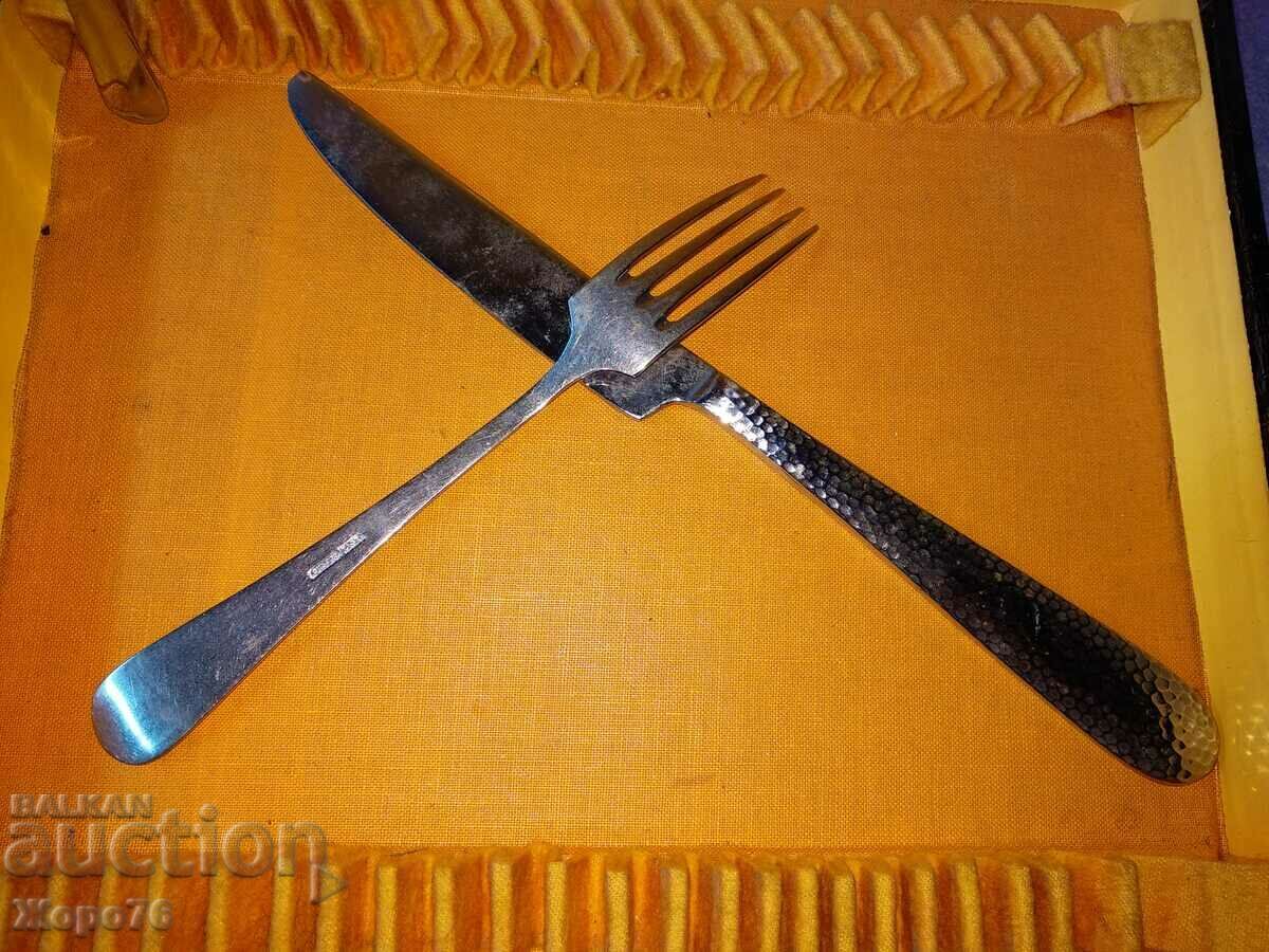 OLD SILVER PLATED KNIFE AND FORK SET MASTERCRAFT
