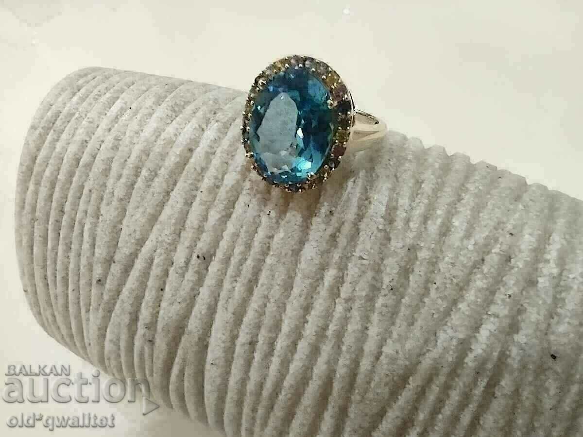 GORGEOUS GOLD RING, Topaz and MULTICOLORED SAPPHIRES with price 1280.00 BGN | € 654.45 GORGEOUS GOLD RING, Topaz and MULTICOLORED SAPPHIRES with price 1280.00 BGN | € 654.45
