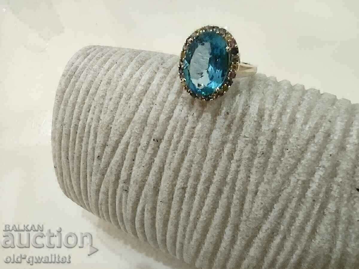 GORGEOUS GOLD RING, Topaz and MULTICOLORED SAPPHIRES - 6 GORGEOUS GOLD RING, Topaz and MULTICOLORED SAPPHIRES - 6