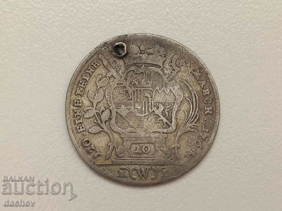 Ασημένιο νόμισμα Γερμανίας Kreuzer Kreuzera ασήμι 1764