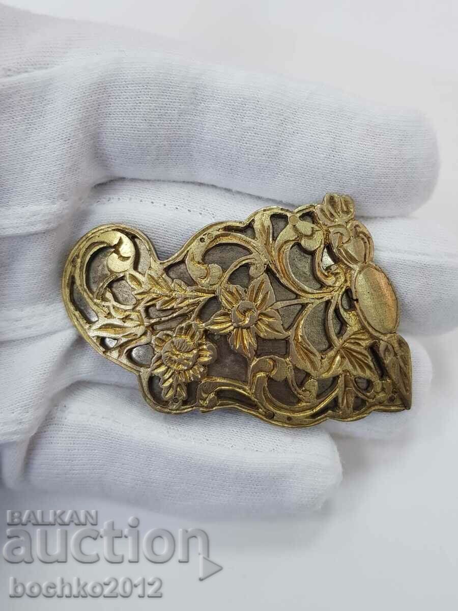 Half of a Bulgarian Revival openwork silver pafta