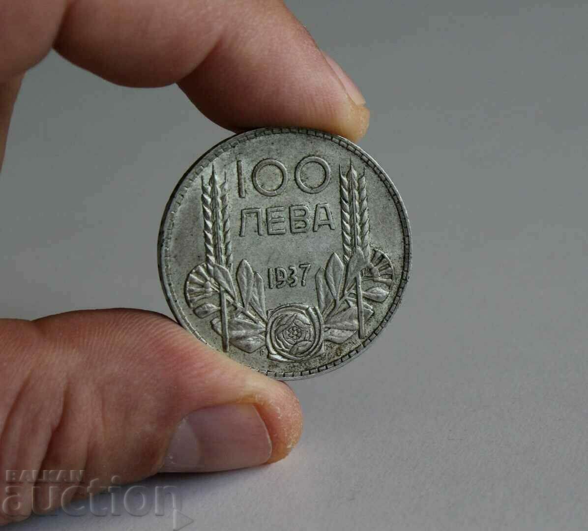 100 BGN 1937 EXCELLENT SILVER COIN SILVER BULGARIA