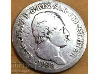 Сардиния 1 лира 1828 Италия Карло Феличе сребро -рядка