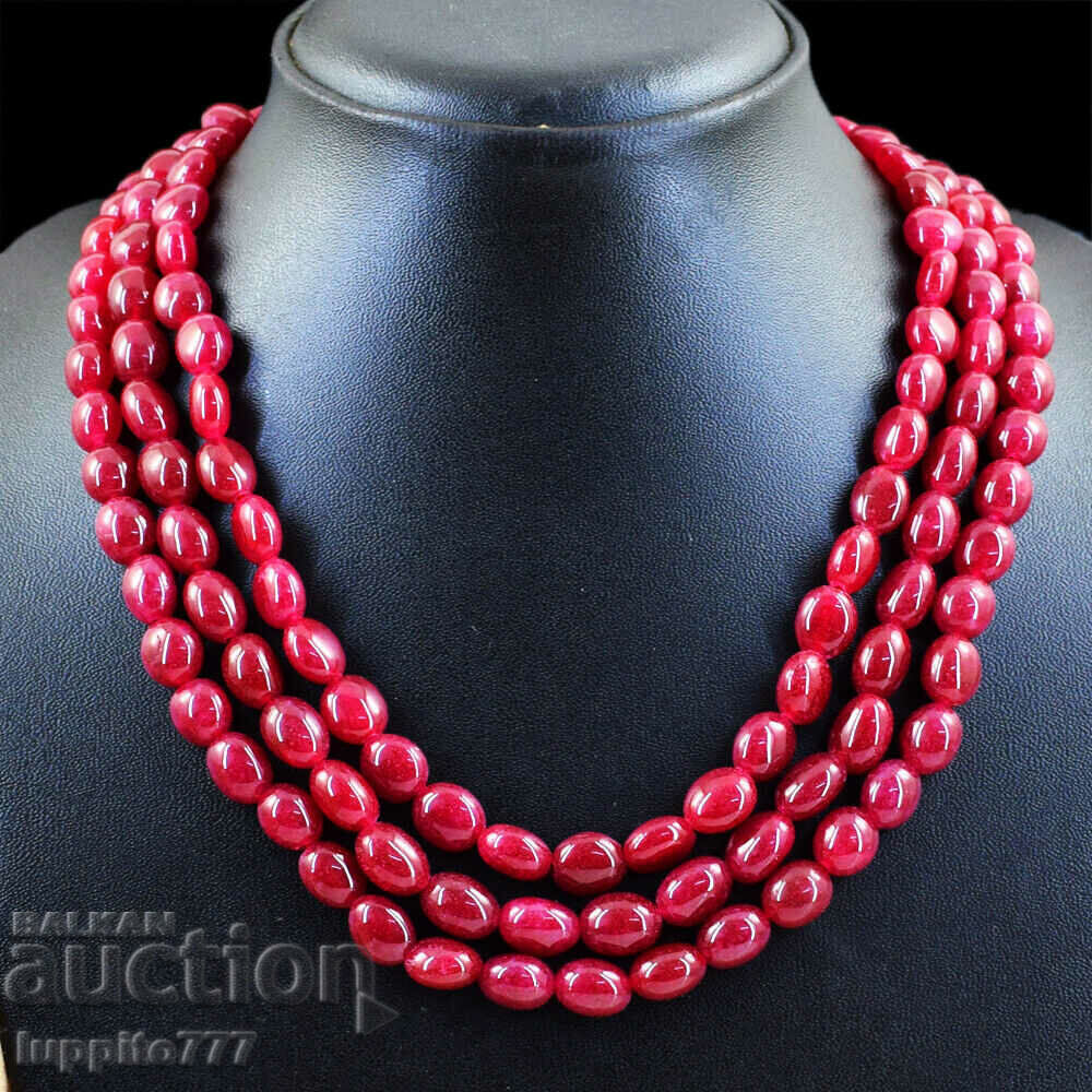 632.00 carat triple row ruby necklace