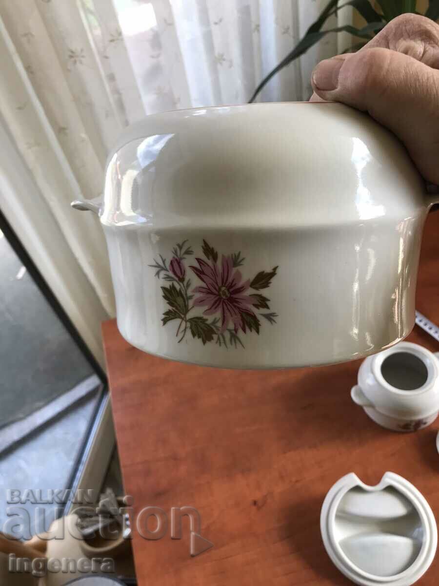 PORCELAIN BOWL AND OTHER BOWL WITH LID BULGARIA - 5 PORCELAIN BOWL AND OTHER BOWL WITH LID BULGARIA - 5