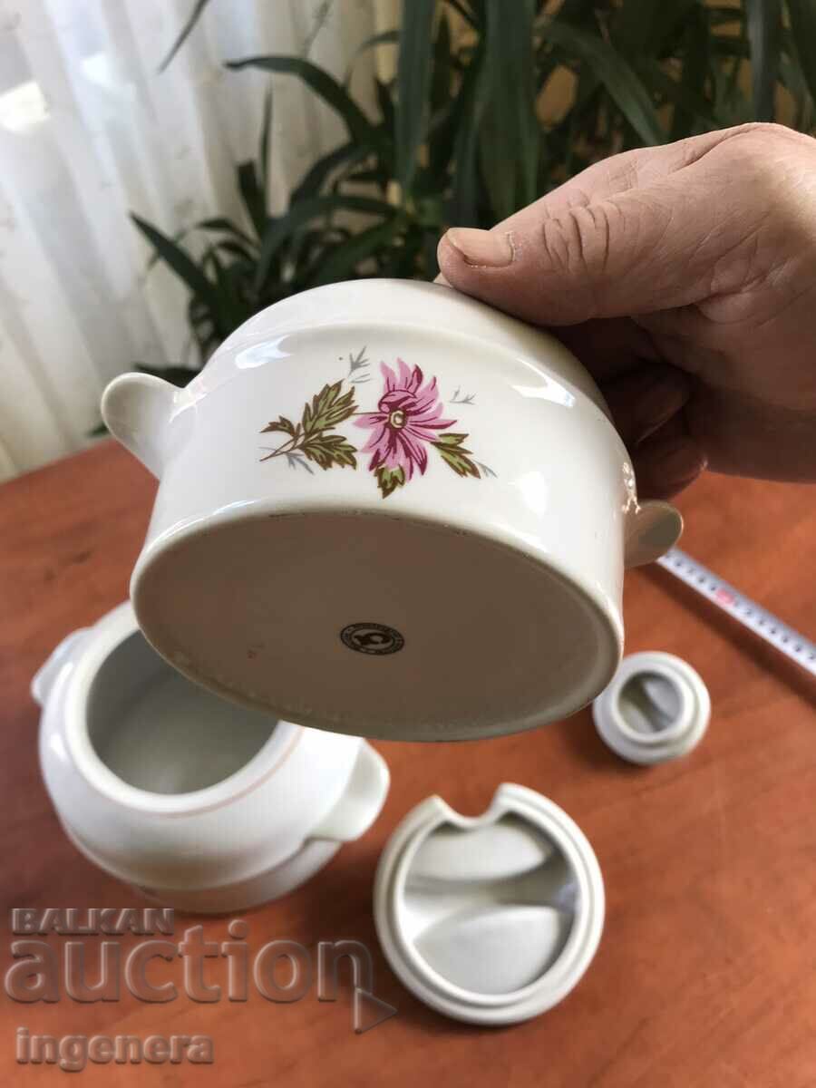 PORCELAIN BOWL AND OTHER BOWL WITH LID BULGARIA - 7 PORCELAIN BOWL AND OTHER BOWL WITH LID BULGARIA - 7