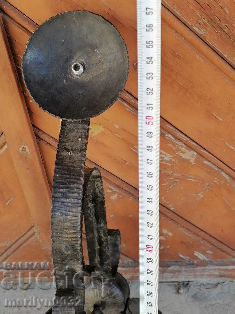 Old wrought chandelier, lamp, lantern, lamp, lampshade 3 pieces - 5 Old wrought chandelier, lamp, lantern, lamp, lampshade 3 pieces - 5