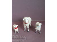 Old set of figures sheep lambs Papier mache